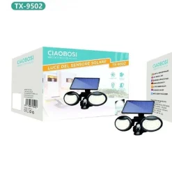 APPLIQUE AD INDUZIONE SOLARE 10 W CON SENSORE MOVIMENTO LUCE LED IP67 TX-9502