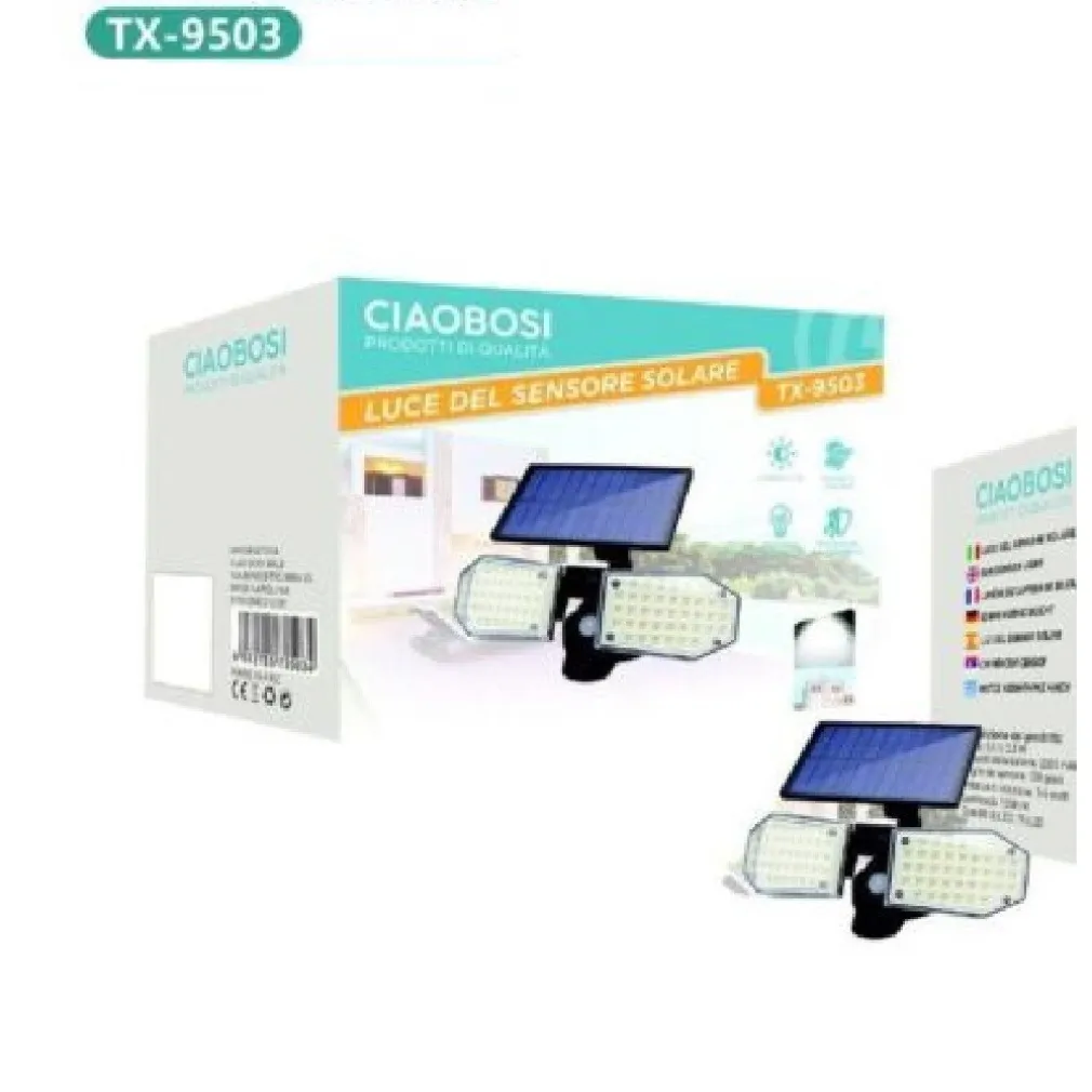 APPLIQUE AD INDUZIONE SOLARE 10W IP67 CON SENSORE MOVIMENTO LUCE LED TX-9503