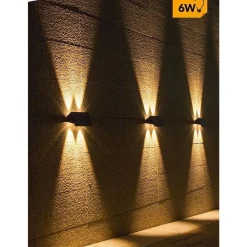 APPLIQUE BIEMISSIONE LED LAMPADA SOLARE PARETE IP65 LUCE 3000K 6500K NERO YH0616