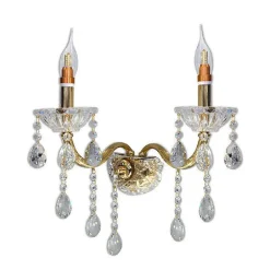 APPLIQUE CANDELABRO GOCCE PENDENTI CRISTALLO ACRILICO 2 BRACCI ATTACCO E14 E35