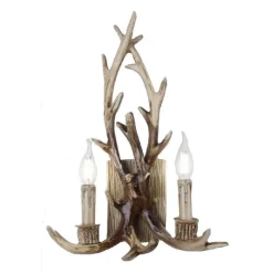 APPLIQUE COUNTRY A FORMA DI CORNA DI CERVO LAMPADA MURO RETRO 2 PORTALAMPADA E45