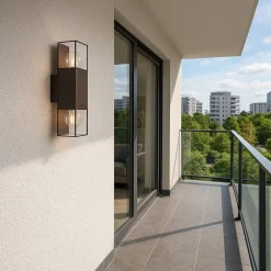 APPLIQUE DA ESTERNO A PARETE DOPPIA EMISSIONE DI LUCE 2 ATTACCHI E27 IP44 RUGGINE ESM-01C