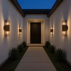 APPLIQUE DA ESTERNO A PARETE DOPPIA EMISSIONE DI LUCE 2 ATTACCHI E27 IP44 RUGGINE ESM-01C