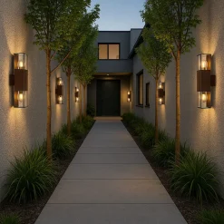 APPLIQUE DA ESTERNO A PARETE DOPPIA EMISSIONE DI LUCE 2 ATTACCHI E27 IP44 RUGGINE ESM-01C