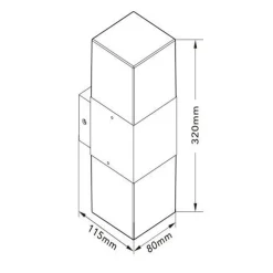 APPLIQUE DA ESTERNO A PARETE DOPPIA EMISSIONE DI LUCE 2 ATTACCHI E27 IP44 RUGGINE ESM-01C