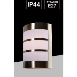 APPLIQUE DA ESTERNO IN ACCIAIO A FASCE ATTACCO E27 LAMPADA DA PARETE IP44 S250-A