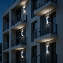 APPLIQUE DA ESTERNO RETTANGOLARE A DOPPIA EMISSIONE DI LUCE 8W TECNOLOGIA CCT IP65 2750-3C