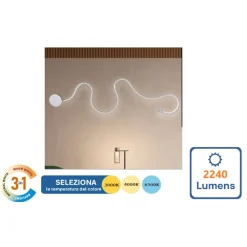 APPLIQUE DA MURO LED 28W DESIGN A SERPENTE BIANCO TONALITÀ LUCE 3IN1 2240LM E69-B3C