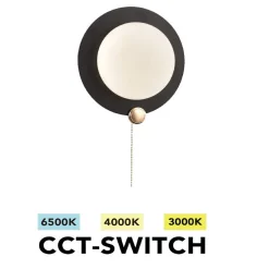 APPLIQUE DA MURO MODERNO TONDO 10W NERO ORO TECNOLOGIA CCT FREDDA CALDA NATURALE AQ20-3C