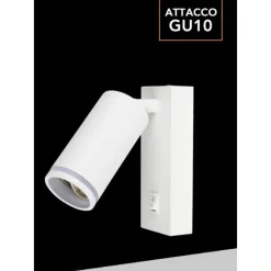 APPLIQUE DA MURO ORIENTABILE CON INTERRUTTORE ON/OFF CON ATTACCO GU10 IN ALLUMINIO MR-02