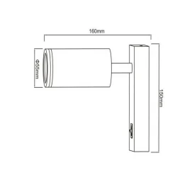 APPLIQUE DA MURO ORIENTABILE CON INTERRUTTORE ON/OFF CON ATTACCO GU10 IN ALLUMINIO MR-02