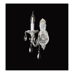 APPLIQUE DA MURO PARETE CLASSICA 1 BRACCIO ATTACCO E14 CRISTALLI PENDENTI E01-1