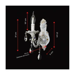 APPLIQUE DA MURO PARETE CLASSICA 1 BRACCIO ATTACCO E14 CRISTALLI PENDENTI E01-1