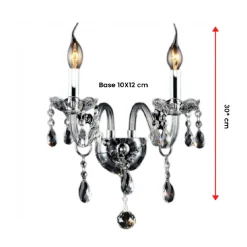 APPLIQUE DA MURO PARETE CLASSICA 2 BRACCI ATTACCO E14 CRISTALLI PENDENTI E03-2