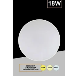 APPLIQUE DA MURO PARETE LED ROTONDO 18W IP44 TRE TEMPERATURE DI LUCE ES-PN300-3C