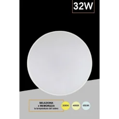 APPLIQUE DA MURO PARETE LED ROTONDO 32 W IP44 3 TEMPERATURE DI LUCE ES-PN380-3C