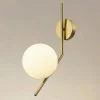 APPLIQUE DA PARETE CON SFERA IN VETRO BIANCO ATTACCO E27 METALLO ORO LAMPADA 32804