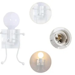 APPLIQUE DA PARETE DECORATIVO FORMA DI OMINO SEDUTO IN METALLO ATTACCO E27 AQ51