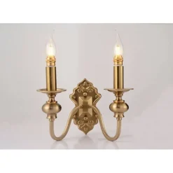 APPLIQUE DA PARETE DESIGN CLASSICA 2 BRACCI E14 EFFETTO OTTONE DA MURO 6097 E39