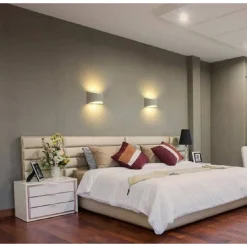 APPLIQUE DA PARETE IN GESSO VERNICIABILE DOPPIA LUCE G9 LAMPADA MODERNA GS-E14