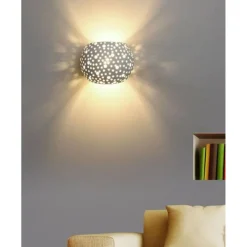 APPLIQUE DA PARETE IN GESSO TONDO UP E DOWN VERNICIABILE CONTEMPORANEE G9 GS-E42