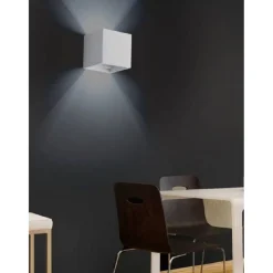 APPLIQUE DA PARETE IN GESSO A CUBO UP E DOWN VERNICIABILE LAMPADA G9 MODERNO GS-E15