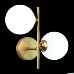 APPLIQUE DA PARETE LAMPADA DA MURO IN METALLO BRONZO CON 2 SFERE ATTACCO G9 IP20 AQ42