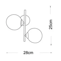 APPLIQUE DA PARETE LAMPADA DA MURO IN METALLO BRONZO CON 2 SFERE ATTACCO G9 IP20 AQ42