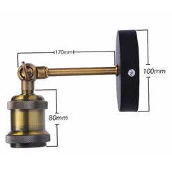 APPLIQUE DA PARETE LAMPADA VINTAGE INDUSTRIALE LUCE REGOLABILE PORTALAMPADA E27 13868