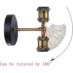 APPLIQUE DA PARETE LAMPADA VINTAGE INDUSTRIALE LUCE REGOLABILE PORTALAMPADA E27 13868