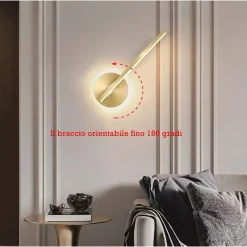 APPLIQUE DA PARETE LED 13 WATT LINEARE ORIENTABILE ORO LAMPADA LUCE FREDDA 50391