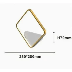 APPLIQUE DA PARETE LED 12W QUADRATO ORO LAMPADA MODERNO MINIMAL LUCE 6500K 71286