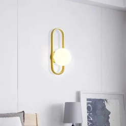 APPLIQUE DA PARETE MINIMALISTA LAMPADA DA MURO IN METALLO BRONZO CON SFERA VETRO G9 AQ47