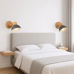 APPLIQUE DA PARETE MODERNO IN LEGNO METALLO PARALUME ORIENTABILE ATTACCO E27 IP20 AQ40