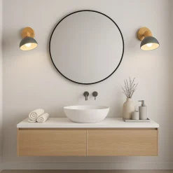 APPLIQUE DA PARETE MODERNO IN LEGNO METALLO PARALUME ORIENTABILE ATTACCO E27 IP20 AQ40