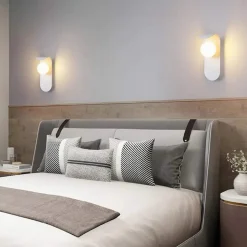 APPLIQUE DA PARETE MODERNO LAMPADA DECORATIVA IN METALLO CON SFERA VETRO G9 AQ46