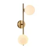 APPLIQUE DA PARETE STRUTTURA IN METALLO BRONZO MINIMAL CON ATTACCO G9 2 SFERE OPACHE AQ41