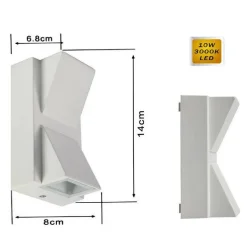 APPLIQUE DOPPIA EMISSIONE 10 W PER ESTERNO LUCE FREDDA CALDA IP65 ES04 BIANCA
