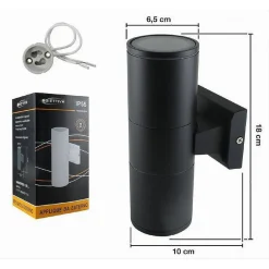 APPLIQUE DOPPIA EMISSIONE A PARETE GIARDINO ESTERNO IP55 PORTALAMPADA GU10 ES01