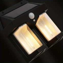 APPLIQUE DOPPIA LANTERNA SOLARE LED TUNGSTENO SENSORE MOVIMENTO IP65 DA ESTERNO