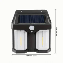 APPLIQUE DOPPIA LANTERNA SOLARE LED TUNGSTENO SENSORE MOVIMENTO IP65 DA ESTERNO