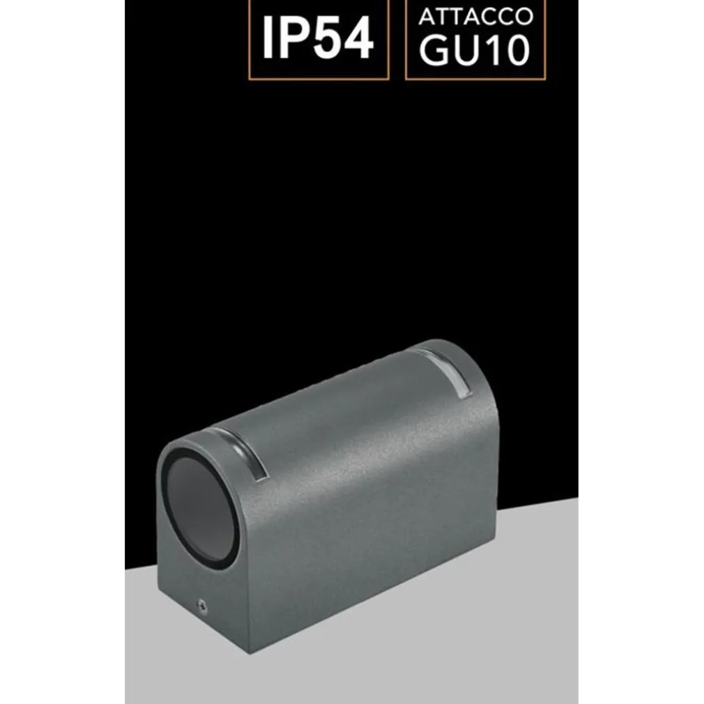 APPLIQUE ESTERNO DOPPIA EMISSIONE BALCONE LAMPADA MURO ATTACCO GU10 IP54 GRIGIO GN-WL062-G