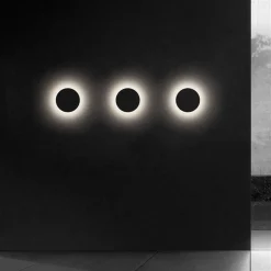 APPLIQUE ESTERNO 12W NERA TONDA SLIM IP65 ALLUMINIO LUCE NATURALE 4000K XC-9286