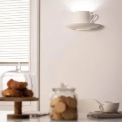 APPLIQUE GESSO A FORMA DI TAZZA DA CAFFÈ A PARETE VERNICIABILE ATTACCO G9 GS-E85