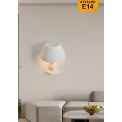APPLIQUE IN GESSO A FORMA LUME A PARETE VERNICIABILE LUMETTO ATTACCO E14 GS-E84