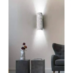 APPLIQUE IN GESSO A PARETE DOPPIA EMISSIONE LUCE 2XG9 CILINDRO TRAFORATO GS-E38