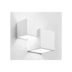 APPLIQUE IN GESSO MODERNO 2 CUBI A DOPPIA EMISSIONE LUCE CONTEMPORANEA G9 GS-E74