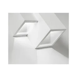 APPLIQUE IN GESSO MODERNO 2 CUBI A DOPPIA EMISSIONE LUCE CONTEMPORANEA G9 GS-E74