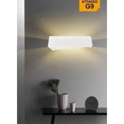 APPLIQUE IN GESSO MODERNO DESIGN RETTANGOLO TINTEGGIABILE BIEMISSIONE G9 GS-E76