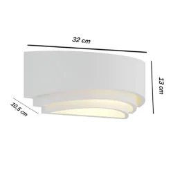 APPLIQUE IN GESSO ULTRA MODERNO MEZZA LUNA UP & DOWN LAMPADA ATTACCO R7S GS-E71